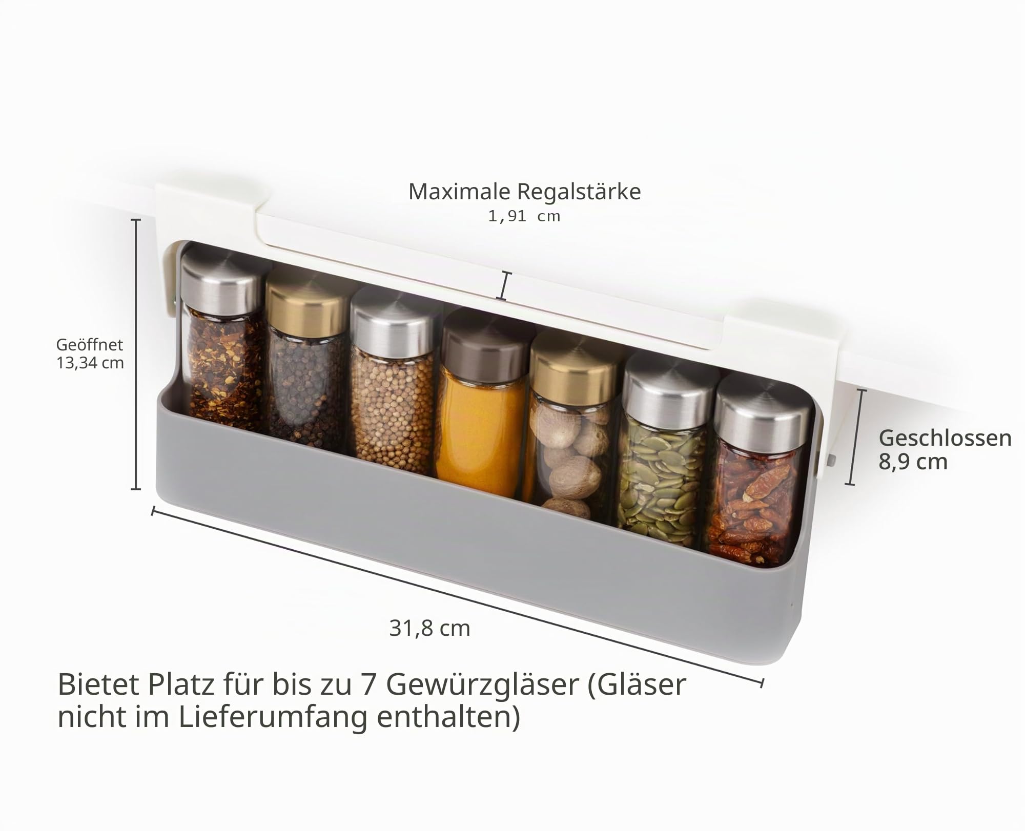 Joseph Joseph CupboardStore in cupboard, Küche Lagerung unter Regal Gewürzregal, Organisator Grau (Packung mit 2)