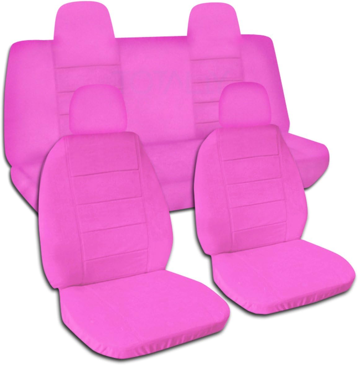 Totally Covers Compatible with 2007-2017 Jeep Compass/Patriot Solid Color Seat Covers: Hot Pink - Full Set (22 Colors) Front Buckets & Split Rear Bench Airbag