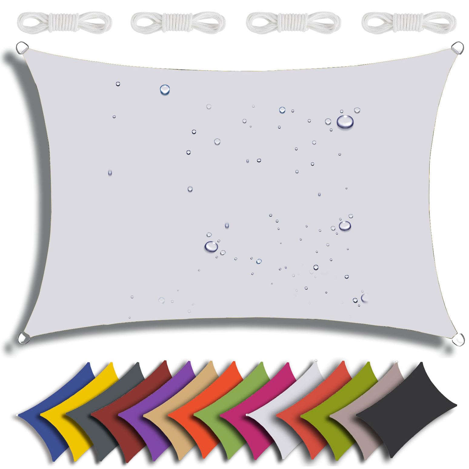 Voile d'ombrage imperméable extérieur 4x7 m blanc anti-UV jardin