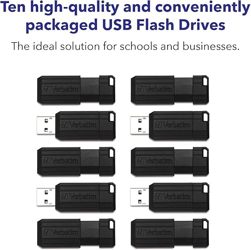 Vista 7 de Verbatim 128GB PinStripe USB 2.0 Flash Drive Retractable Thumb Drive - Negro