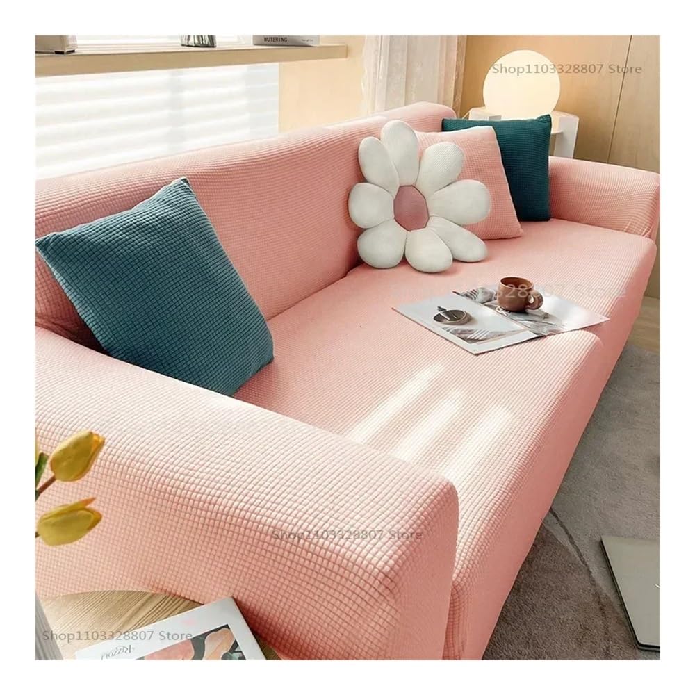 Housse de canapé imperméable en jacquard rose protectrice 3 places