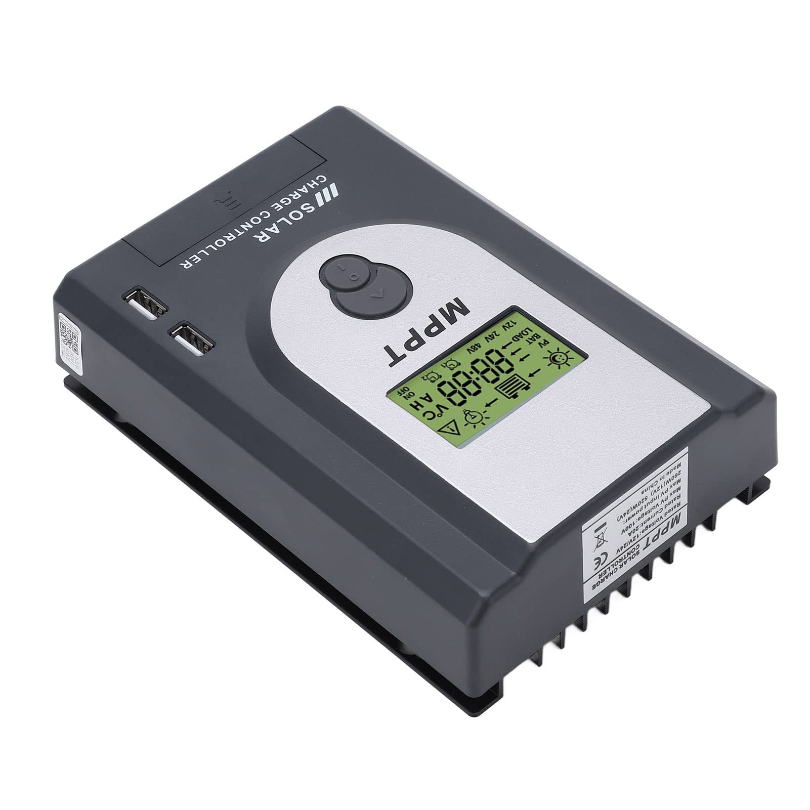 Contrôleur de Chargeur Solaire MPPT 10A, Paramètre Réglable avec Double Port USB, Régulateur de Panneau Solaire pour Camping-car, Station de Base, Yacht