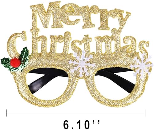 Miniatura 5 de Max Fun 12 marcos de gafas de Navidad con purpurina para fiestas, accesorios de decoración de Navidad, accesorios de disfraz para fiestas de