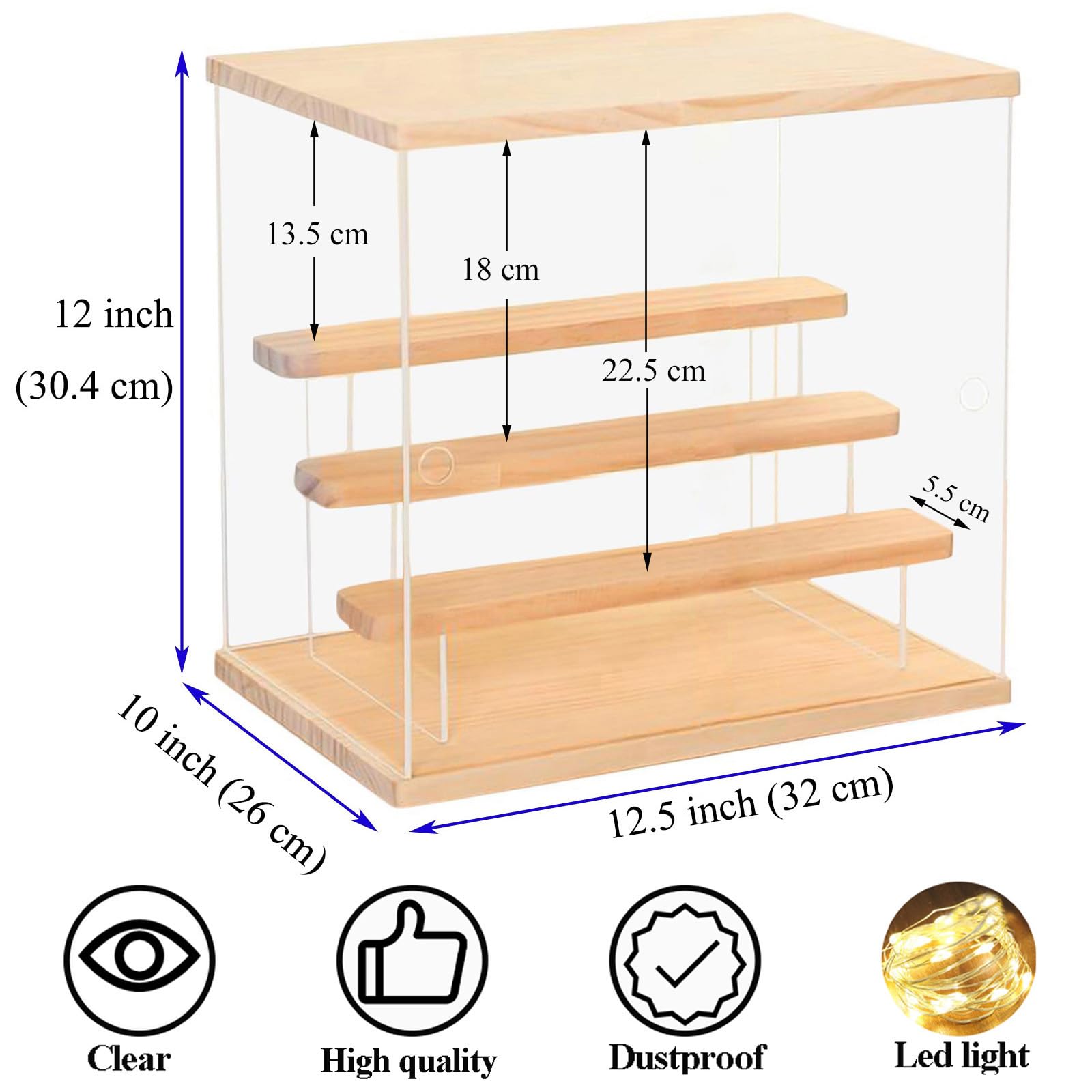 DuvinDD Acryl-Vitrine für Sammlerstücke, 4 Ebenen, Ständer, transparente Acrylboxen für Display, Mini-Funko-Pop-Figur, Spielzeugpuppensammlung, staubdicht, Vitrine, Aufbewahrungswürfel mit Regalen