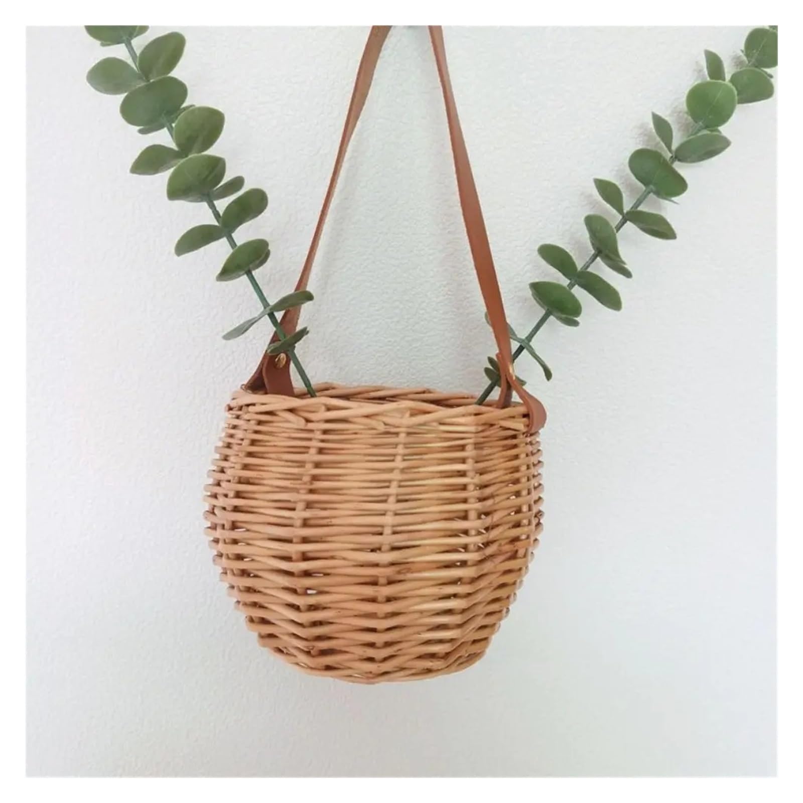 Générique Ceinture de panier fleurs suspendue marron, Pot rond tissé, ornement bureau, en osier, for balcon et terrasse