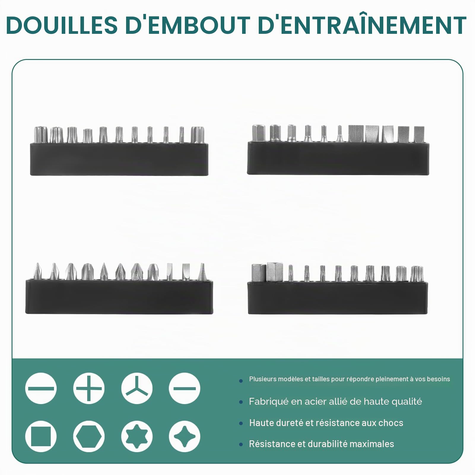 Coffret de clés à douille Victoam | 216 pièces | Ensemble d'outils en vanadium et embouts incl. adaptateur d'embouts pour tournevis à batterie | Ensemble d'outils | Trousse de clés à cliquet