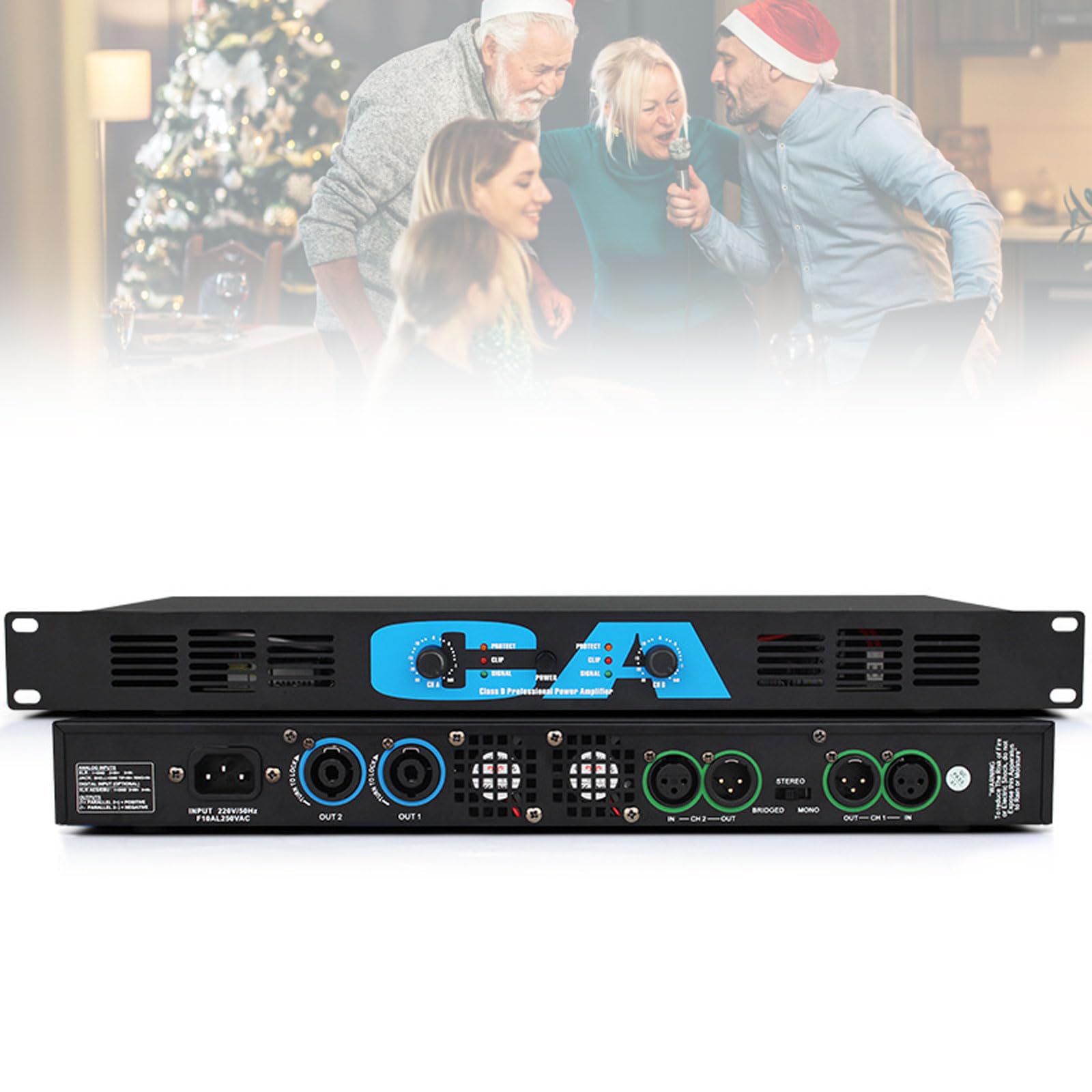 Amplificatore Digitale Professionale, Amplificatore Portatile per La Casa da 400 W X 2 con Luce LED, 2 Ventole di Raffreddamento, Uscita Indipendente a Doppio Canale, per Casa