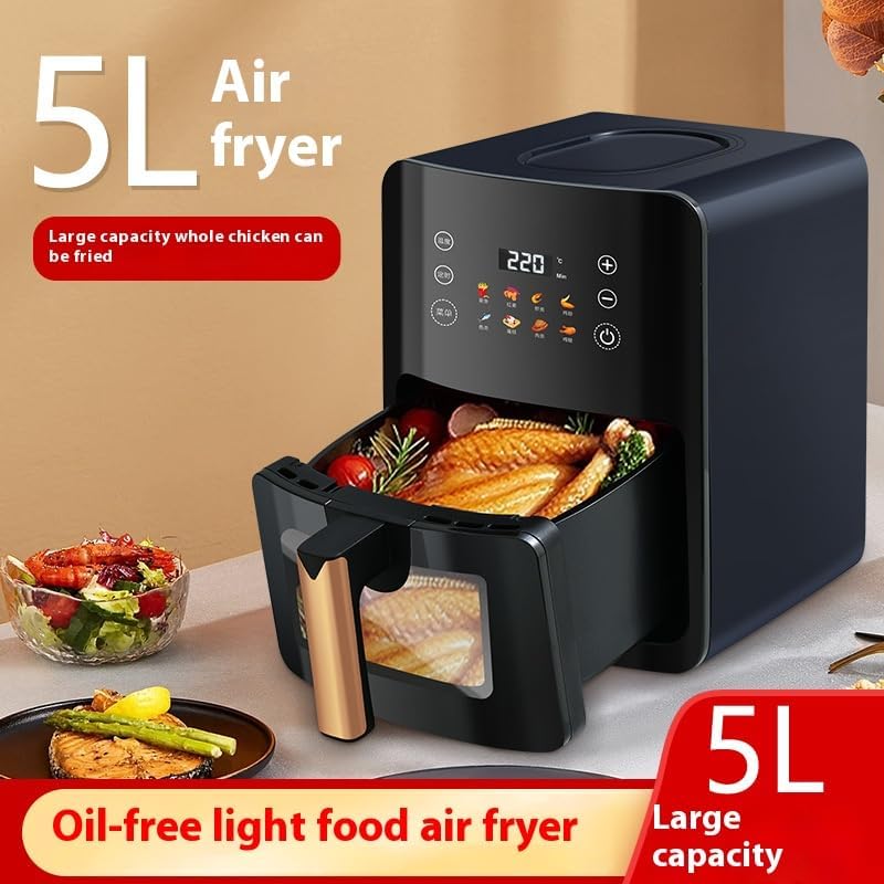 Miniatura 2 de Freidora de aire digital con pantalla LED, 8 modos preestablecidos, cocción sin aceite, color negro