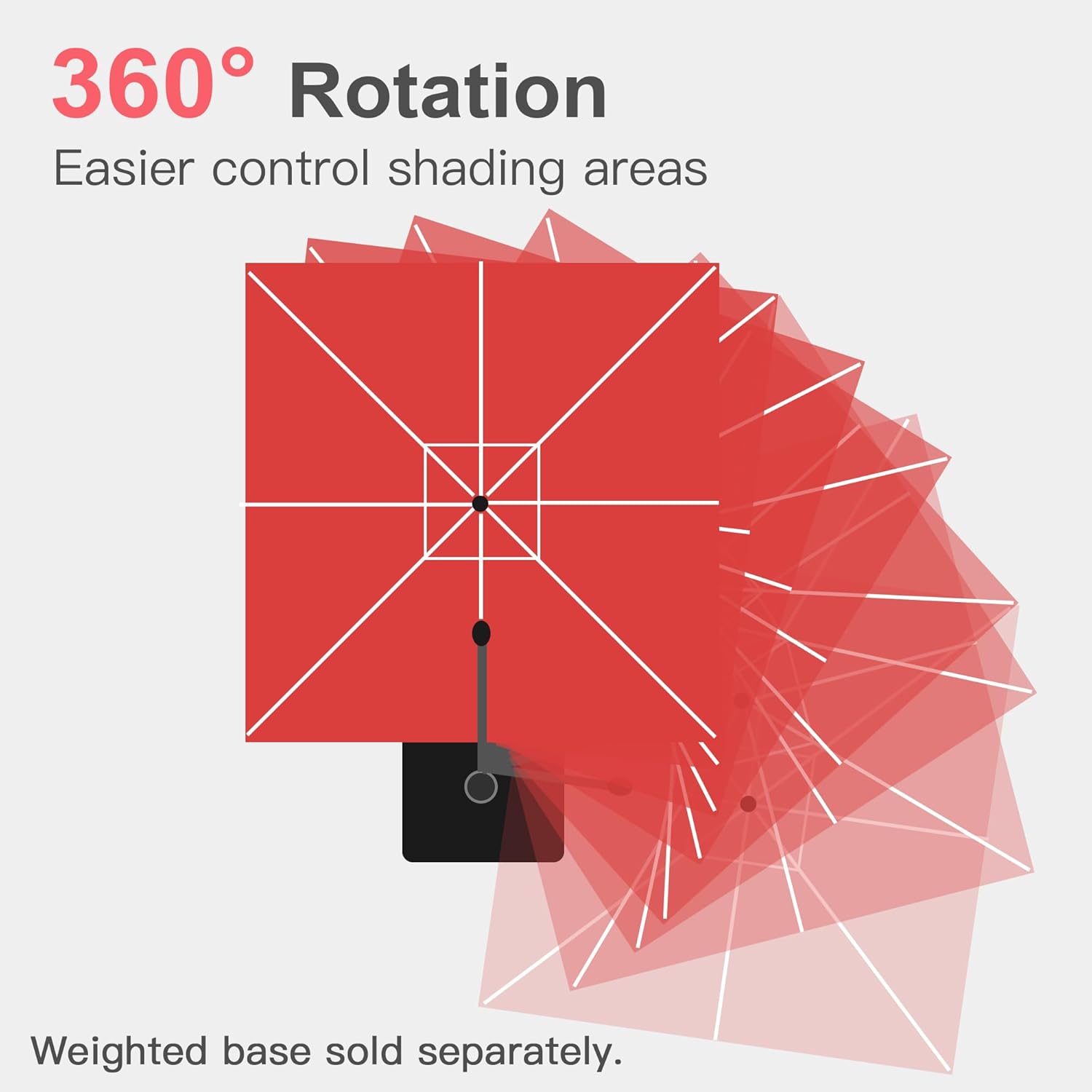 Domi 12FT Cantilever Patio Umbrellas, 2 Tier Square Patio Umbrella With Premium 250g Waterproof Fabric, 360 Degree Rotation Aluminum Cantilever Umbrella, Easy Tilt Offset Patio Umbrella, Red