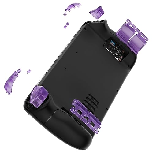 Miniatura 8 de eXtremeRate Juego completo de botones de repuesto color morado atómico transparente para Steam Deck, parachoques ABXY D-pad personalizados para