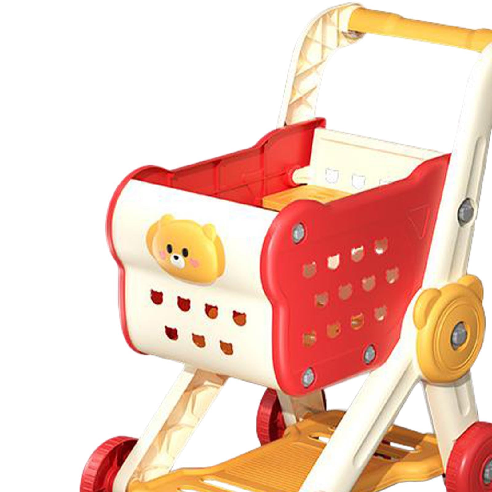 Almencla Set di Giocattoli per Bambini: Carrello della Spesa, Carrello per, Giochi di Ruolo Realistici, Cestino Portaoggetti da Scrivania, Giocattoli, Rosso