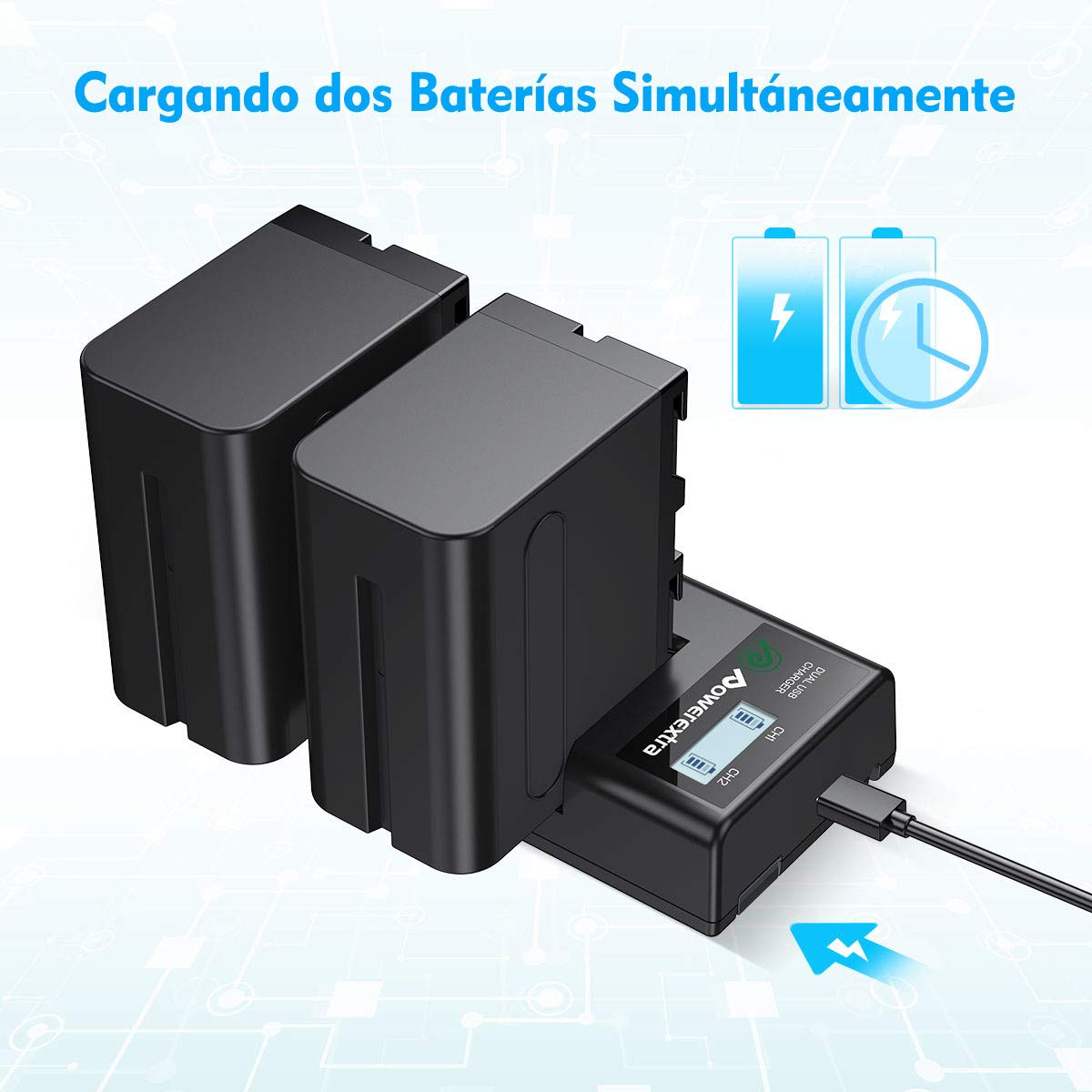 Powerextra 2 Baterías Reemplazo NP-F970 NP-F960 NP-F930 NP-F950 Cámara con Cargador 8800mAh DCR-VX2100 DSR-PD150 DSR-PD170 FDR-AX1 HDR-AX2000 HDR-FX1 HDR-FX7 HDR-FX1000 HVL-LBPB