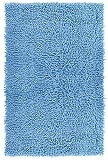 Lashuma Alfombrilla de baño azul claro – Nube elegante chenilla – Alfombrilla de ducha 50 x 80 cm, 100% algodón