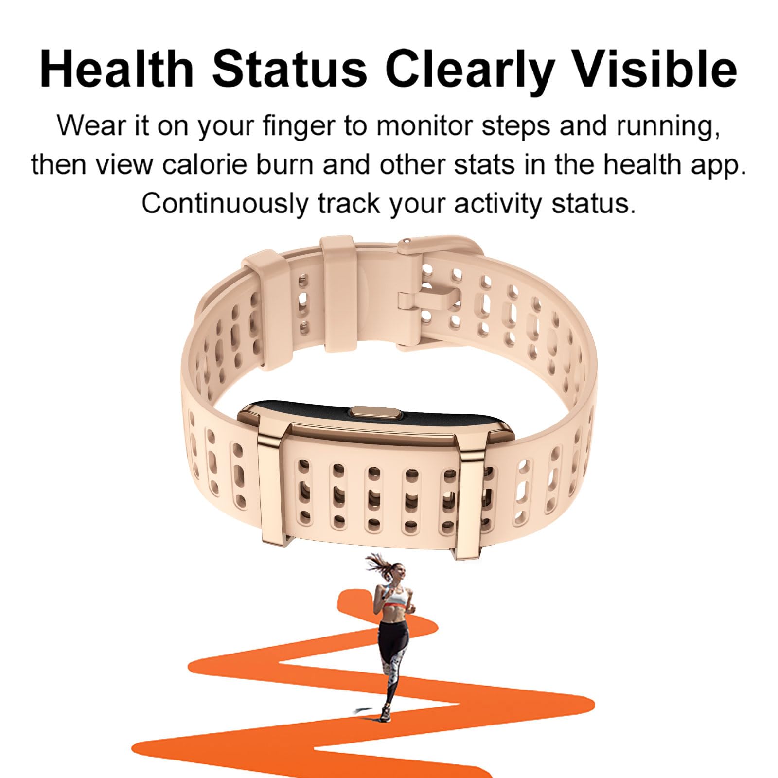 findtime Tracker d'activité sans écran - Podomètre portable - Moniteur de fréquence cardiaque - Moniteur de sommeil - Mesure de la fréquence cardiaque - Bracelet en nylon - Mode multisports - Or rose