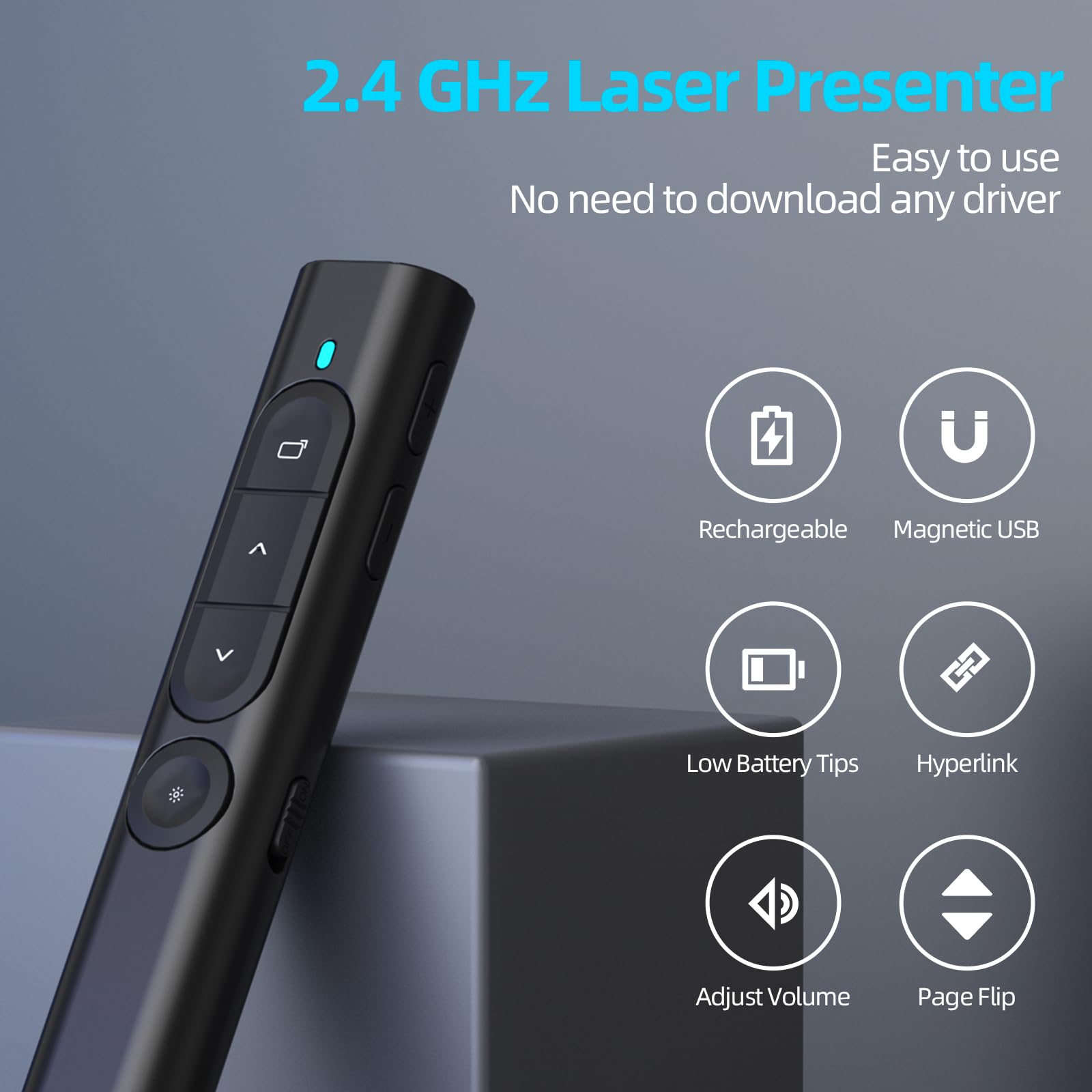 MOXYOY Presentation Clickers, Clicker for Powerpoint Wireless Rechargerable Presenter Remote - Image 4
