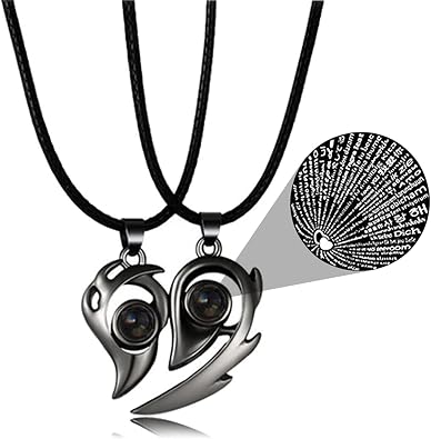 YANCHUN Couple Necklace for 2 Valentines Day Gifts for Her Him Matching Jewelry Set for Women Men Couple Gifts for Bf Gf Couples Heart Necklace Galentines Day Accessories Outfits