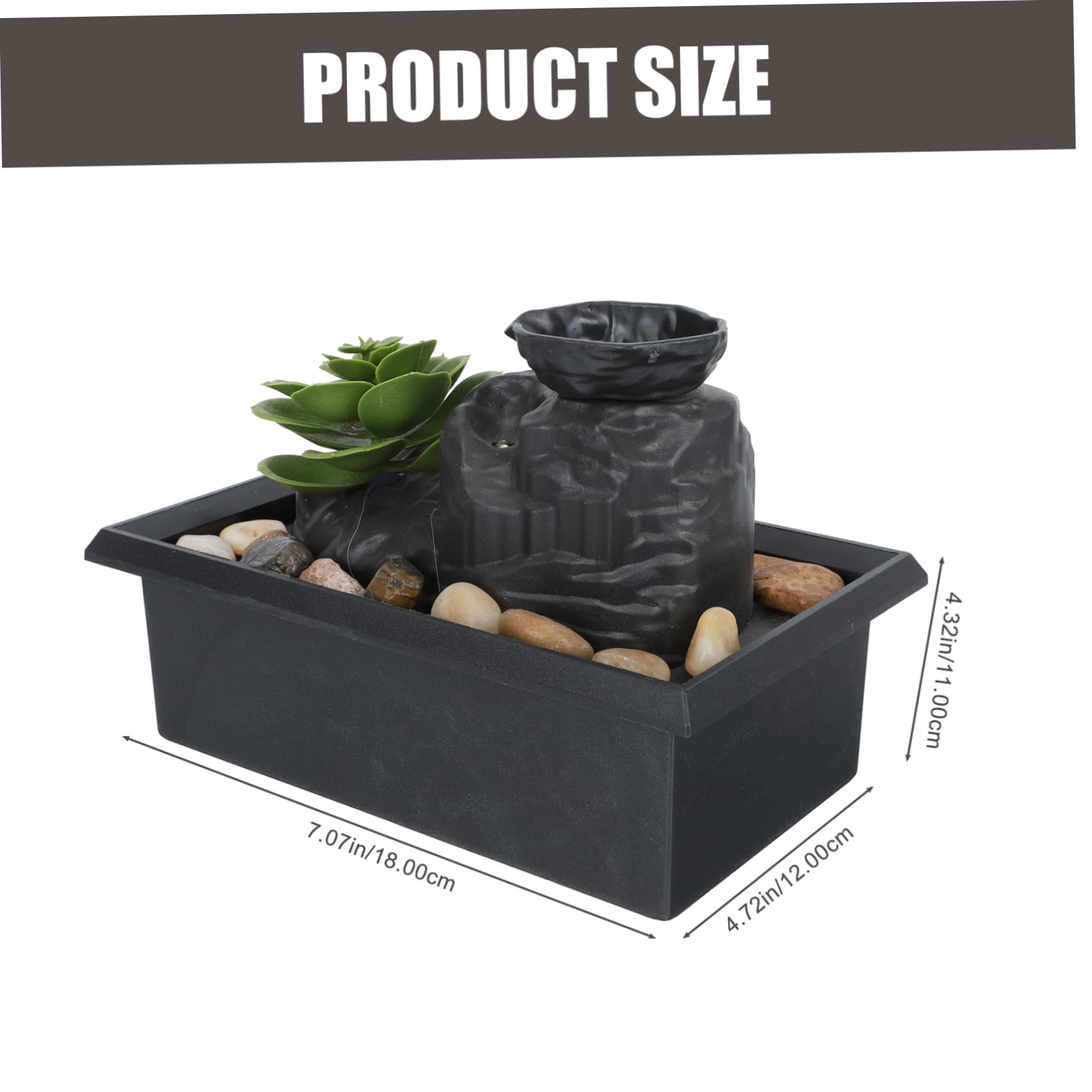 QUMIIRITY 1Pc Artificial Water Fountain Battery Powered Home Decoration with Unique Design and Cobblestone Landscaping for Indoor Tabletop Relaxation and Aesthetic Appeal