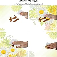 Vista 98 de Mantel ajustable de girasol, patrón de campo rural inspirado en el arte popular, casa de campo, granja, mantel impermeable para interiores y Verde