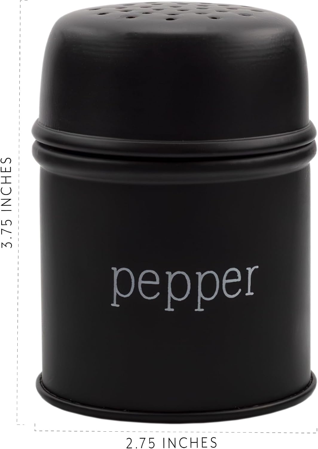 AuldHome Design Salt and Pepper Shaker Set (Matte Black/White); Contemporary Modern Farmhouse Retro Enamel Style Shaker Set