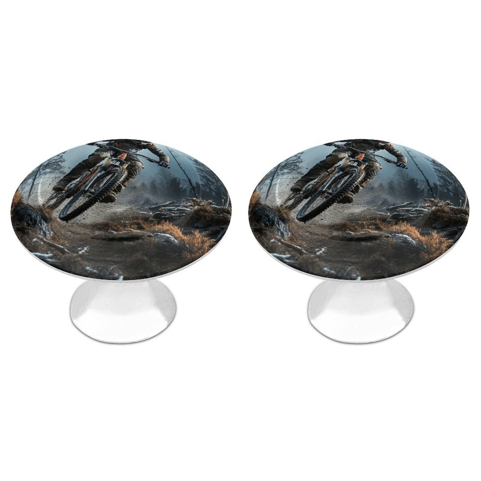 Fekiloot White Mountain Bike Tournament Cabinet Knobs For Kitchen Ornament, Round Zinc Decorative Drawer Pulls For Cabinets Trendy, Dresser Drawers Pulls Bathroom Dresser Knob With Screw