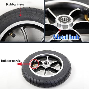 10inch Wheels Replacement Parts for Wheelchair (2), Electric Wheelchair Front Wheel Assembly Handicapped, 10x2 Inflatable Non-Slip Tire Wheelchair Accessories