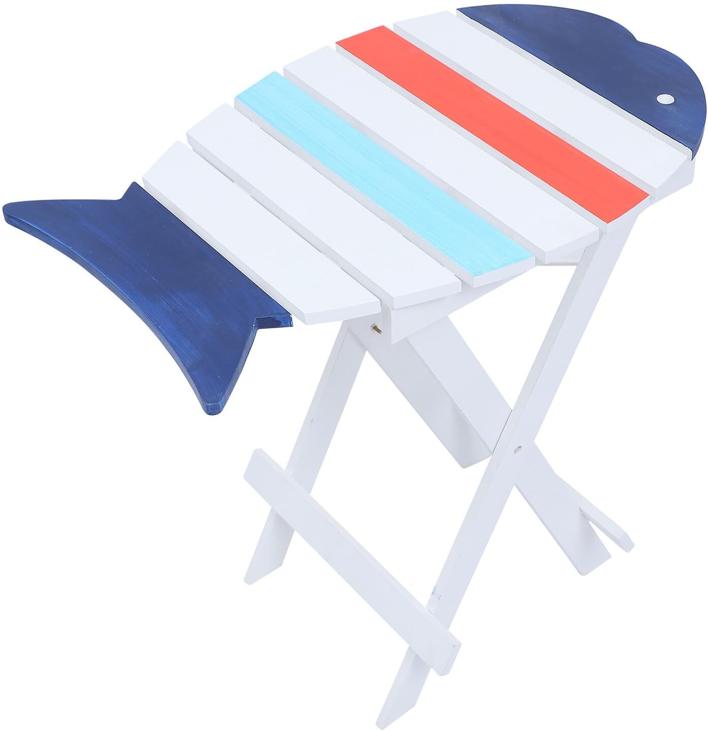 Alipis Wooden Fish-Shaped Folding Table Portable Tv Tray Table Snack Dinner for Indoor Outdoor Use Folding Dining with Carry Handle