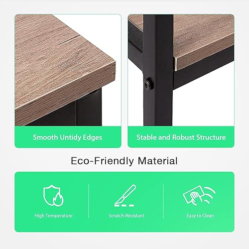 Miniatura 5 de Coral Flower Mesa de centro de roble lavado, mesa de cóctel rústica de madera y metal con estante de almacenamiento abierto, para sala de estar,