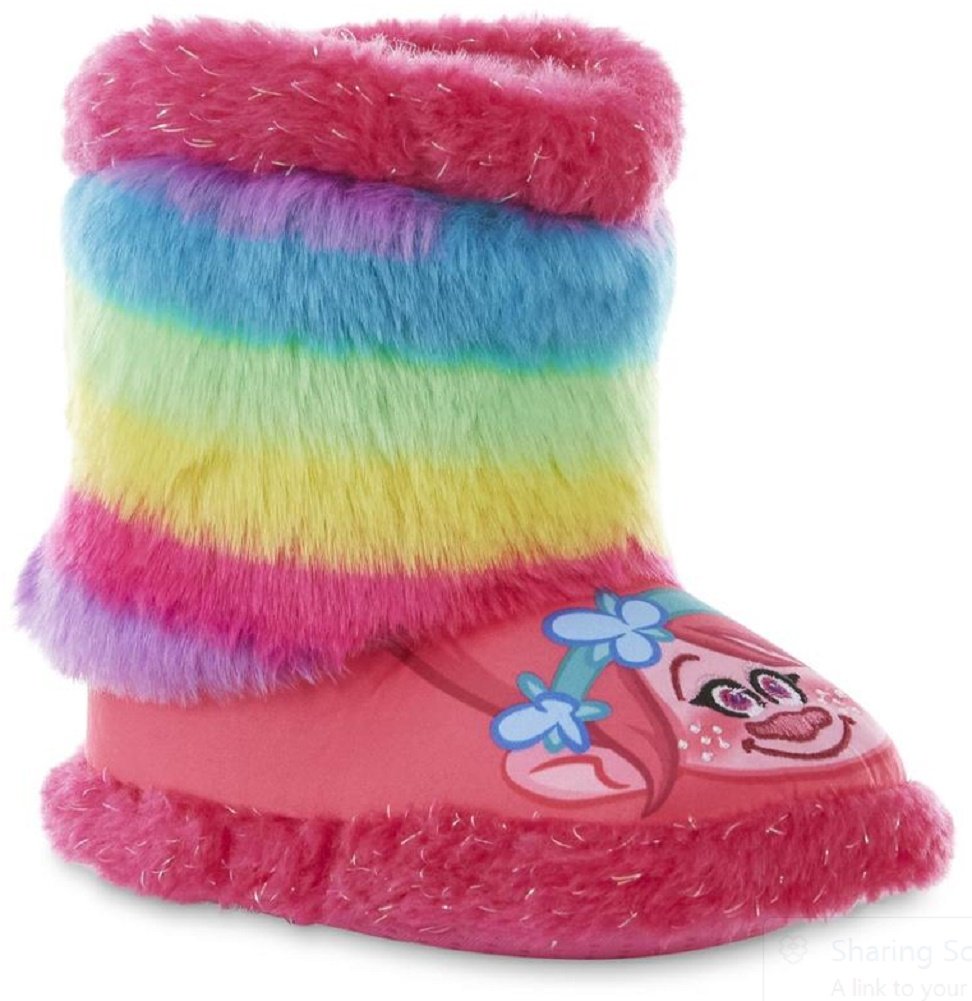 Dreamworks Toddler Girls Trolls Pink/Rainbow Bootie Slipper Size 5/6