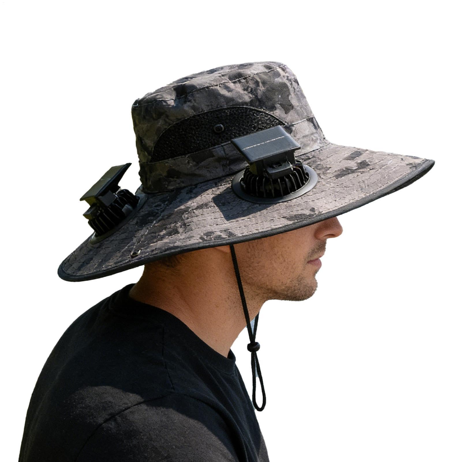 Cappello con ventole a energia solare – Ventilatore a 4 teste con protezione a tesa larga | Cappelli da sole da donna per viaggi, spiaggia, sport, golf, giardino, cortile, escursionismo, lavoro