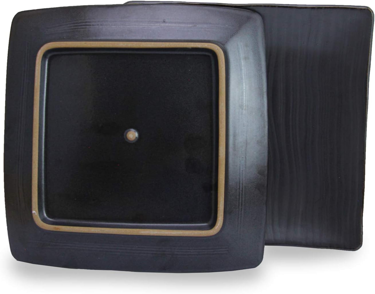 Up To 60% OFF roro Ceramic Stoneware Black Metallic Glaze Japanese Style 10 Inch square dinner plate, Set of 2