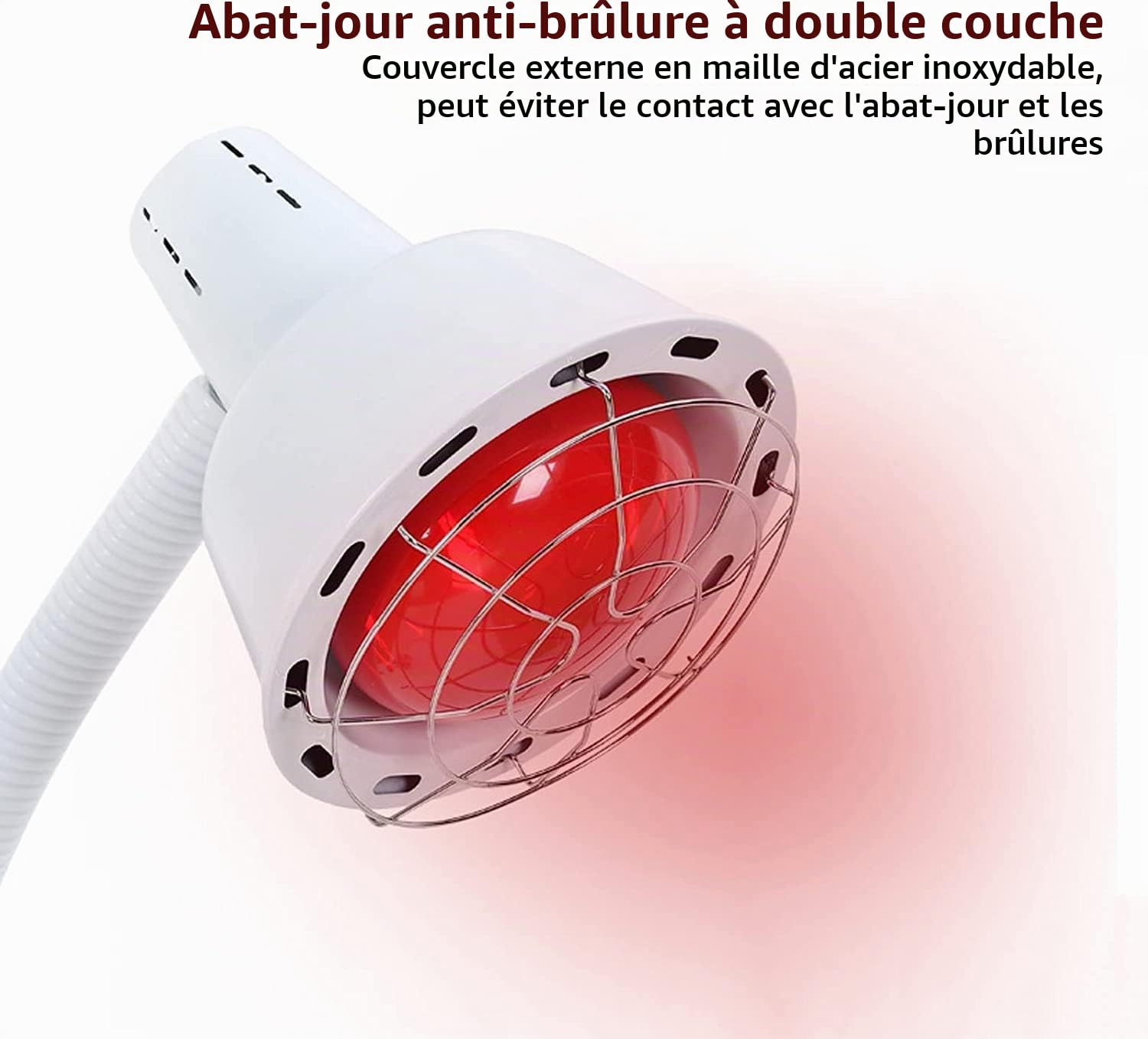 Lampe infrarouge - Rotation à 360° - Lampe chauffante infrarouge avec support - 275 W - Pour le traitement du rhume et la relaxation musculaire