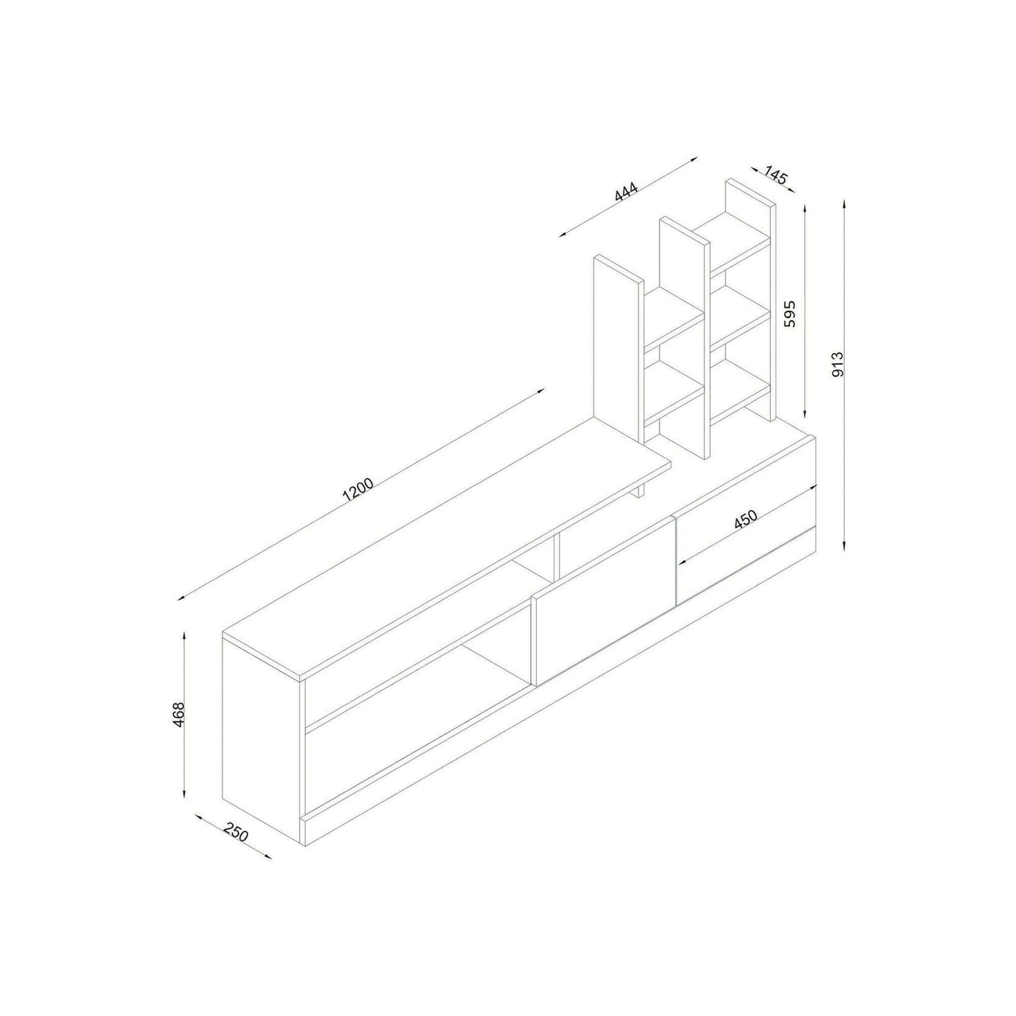 Dmora - Mobile porta TV Alni, Credenza da soggiorno, Armadio basso per TV, Base parete attrezzata, 164x25h91 cm, Bianco