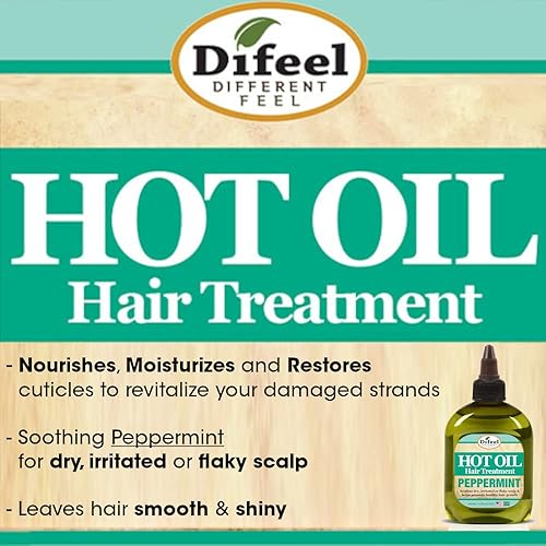 Miniatura 3 de Difeel Tratamiento de aceite caliente de menta para cuero cabelludo seco, irritado o escamoso, tratamiento capilar de 7.1 oz