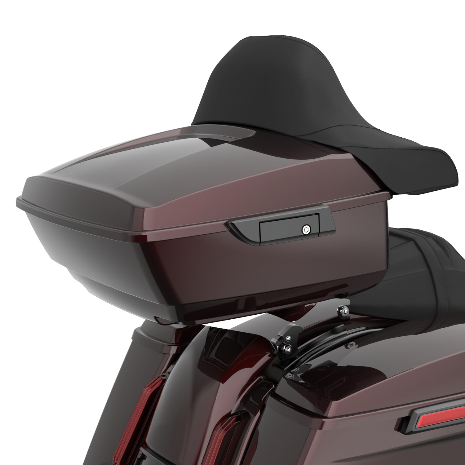 Moto Onfire King Tour Trunk Pack with Backrest Pad Fit for Touring Street Glide Road King Road Glide Special 2014+ (Midnight Crimson)