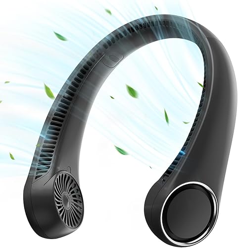 Gaiatop - Ventilador portátil de cuello recargable, enfriamiento manos libres, 23.5 horas de duración de la batería, ventilador personal portátil y