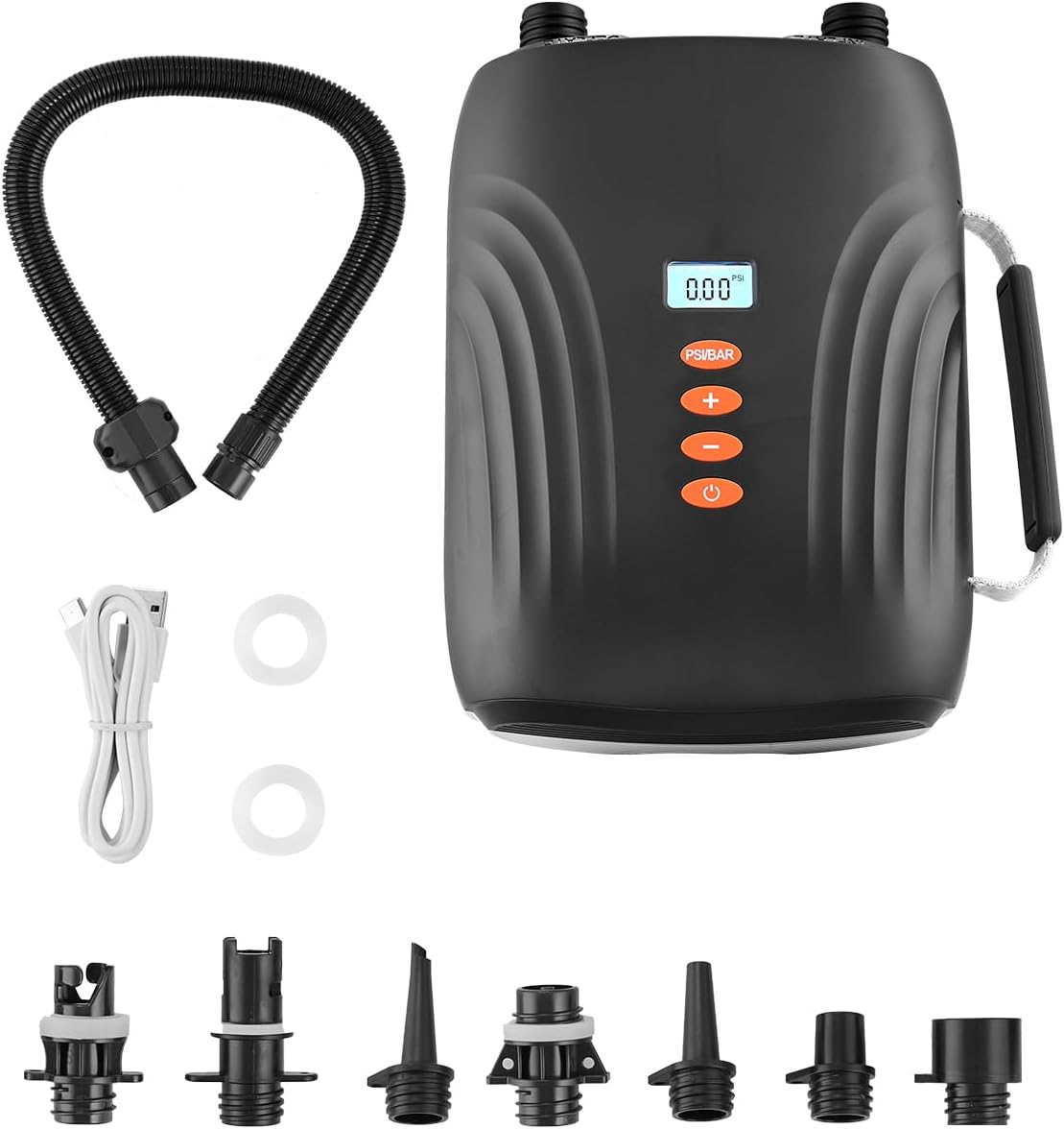 20PSI Paddle Board Pump, Rechargeable Battery-Powered, Dual Stage Electric SUP Air Pump with Auto-Off and Deflation Function, Ideal for Inflatable Paddle Board, Tent and Mattress