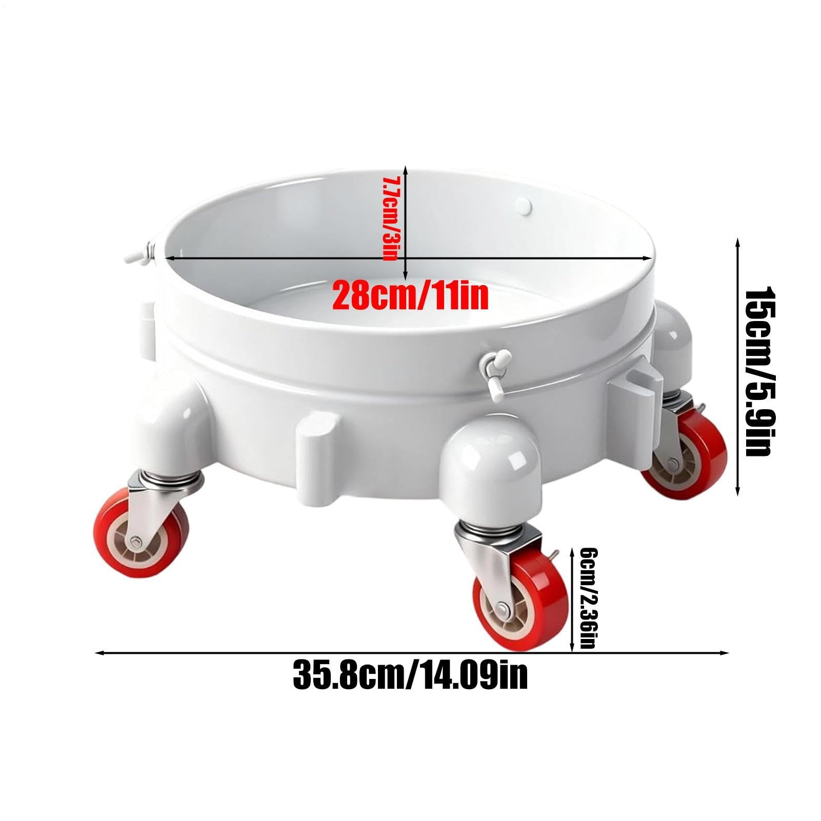 Wózek na wiadro, wózek obrotowy 360 stopni, podstawa na kółkach 28 cm, na wiadro 18,9 l, do domu, wnętrz, akademika, mieszkania, kuchni, pracy, szkoły, mycia samochodów, ogrodu, garażu
