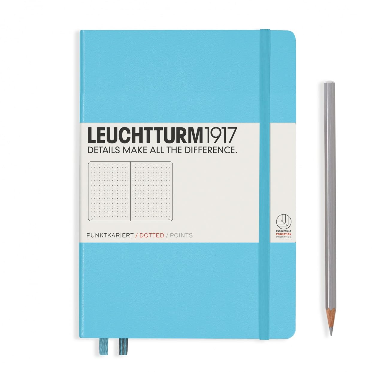 LEUCHTTURM1917 - Notebook Hardcover Medium A5-251 Numbered Pages for Writing and Journaling (Ice Blue, Dotted)
