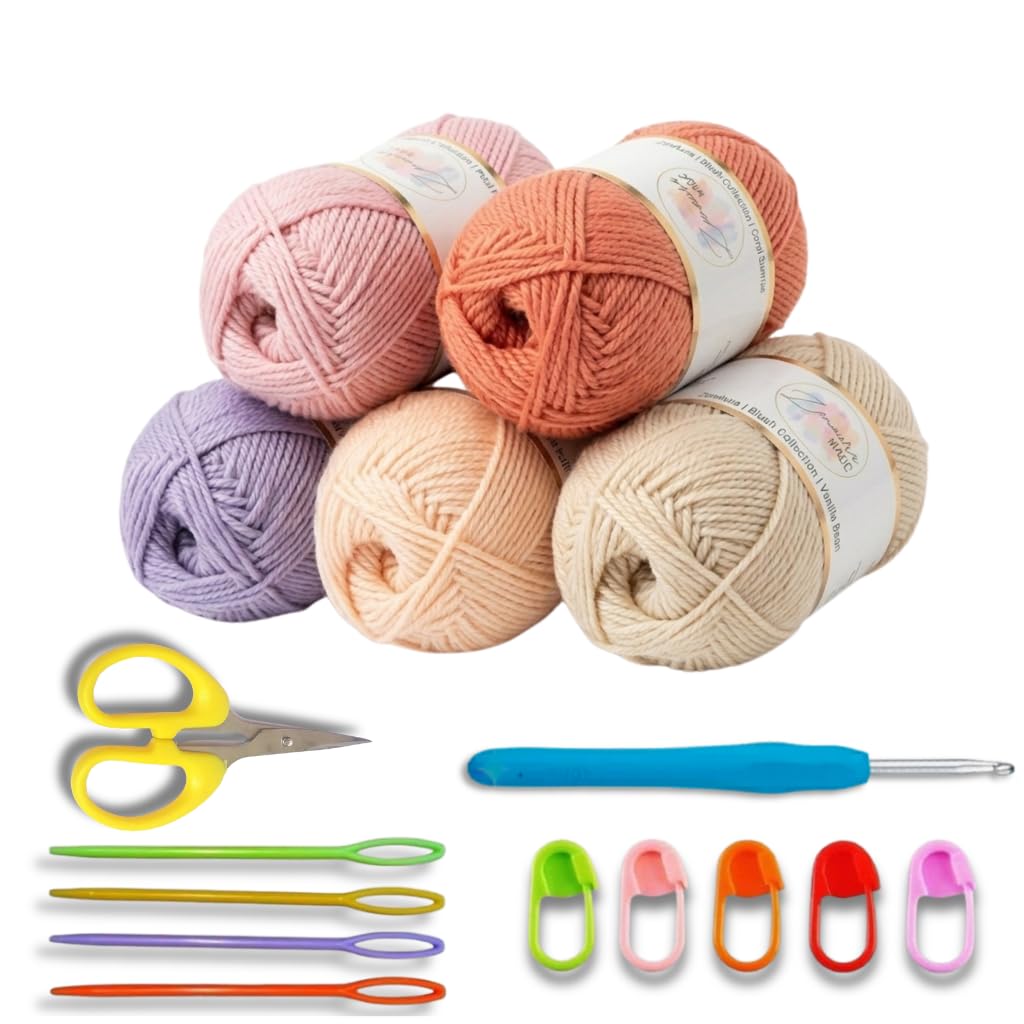 Zenaura Magic Crochet Kit for Beginners, All-in-One Crochet Set with Premium Wool Yarn for Kids 6-12 & Adults with Easy Instructions, DIY Starter Knitting Crochet Kit (Blush)-image-19