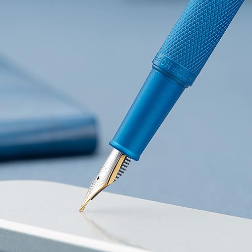 Miniatura 78 de Hongdian Black Forest - Pluma estilográfica de punta media, diseño clásico con convertidor y estuche de metal Negro -,Azul,Latón,Fibra de