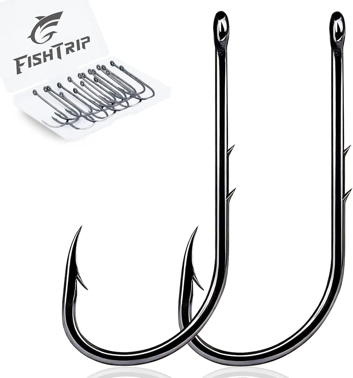 FishTrip 100Pcs Baitholder Fishing Hooks, Bait Holder Hook for Freshwater | Double Barbed, High Carbon Steel, Offset Long Shank Live Bait Fish Hooks for Bluegill Bass Trout Walleye Catfish #12-6/0