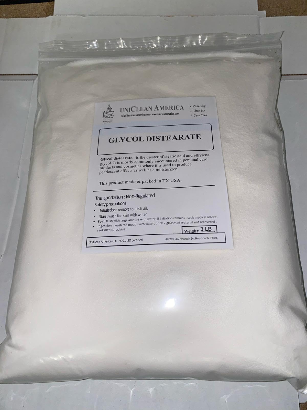 Glycol Distearate - High Purity - for Industrial & Beauty Use – Made in USA – Weight 15lb