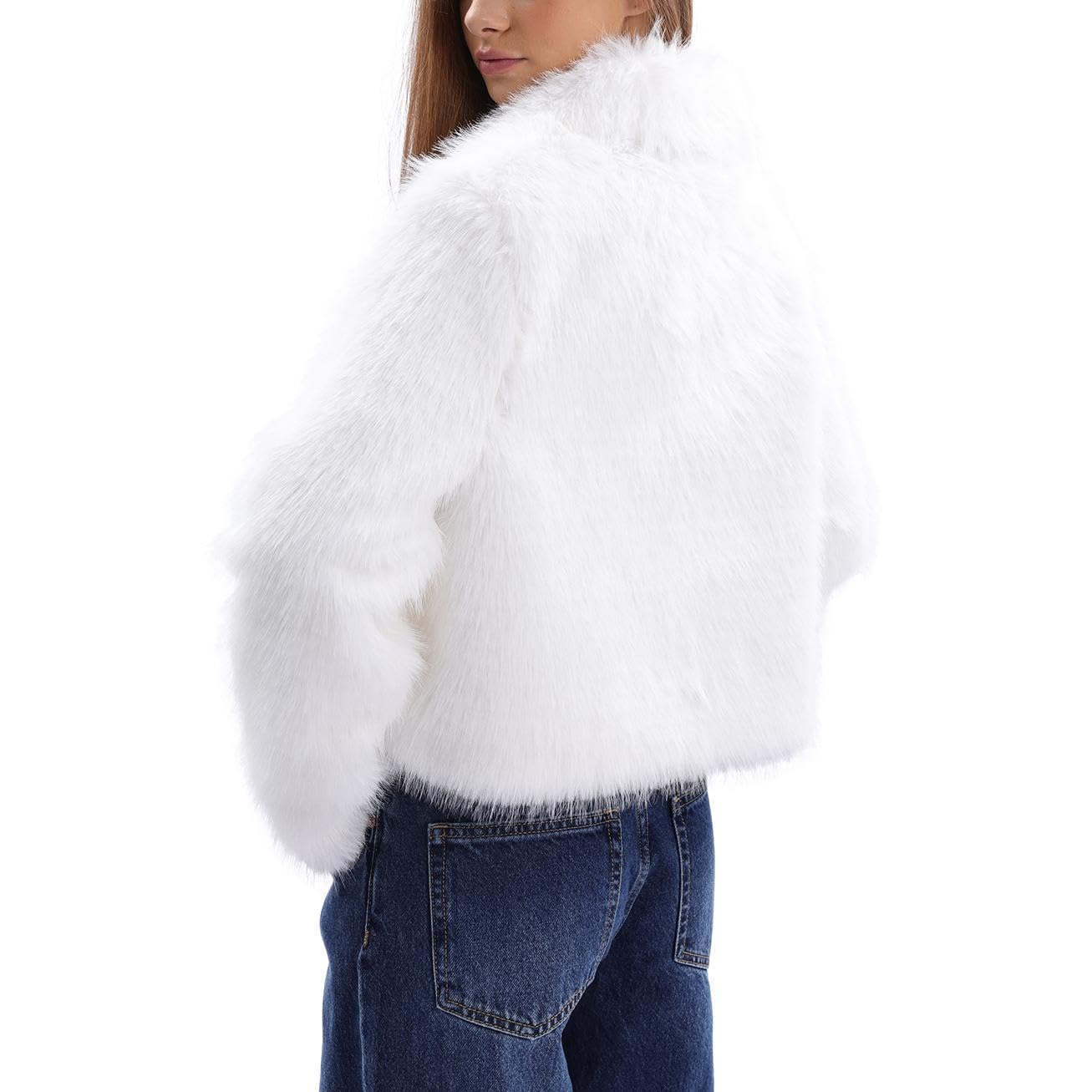 Amazhiyu Pelzmantel Damen Felljacke Kunstfell Jacke Kurz Mit Zipper Pocket