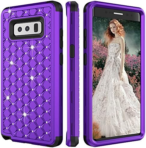 Galaxy Note 8 Case,Note8 Bling Glitter Case,Auker Heavy Duty Girly Mermaids Scale Shockproof Military Grade Full Body Sparkle Protective Tough Bumper Case Cover for Samsung Galaxy Note 8 (Purple)
