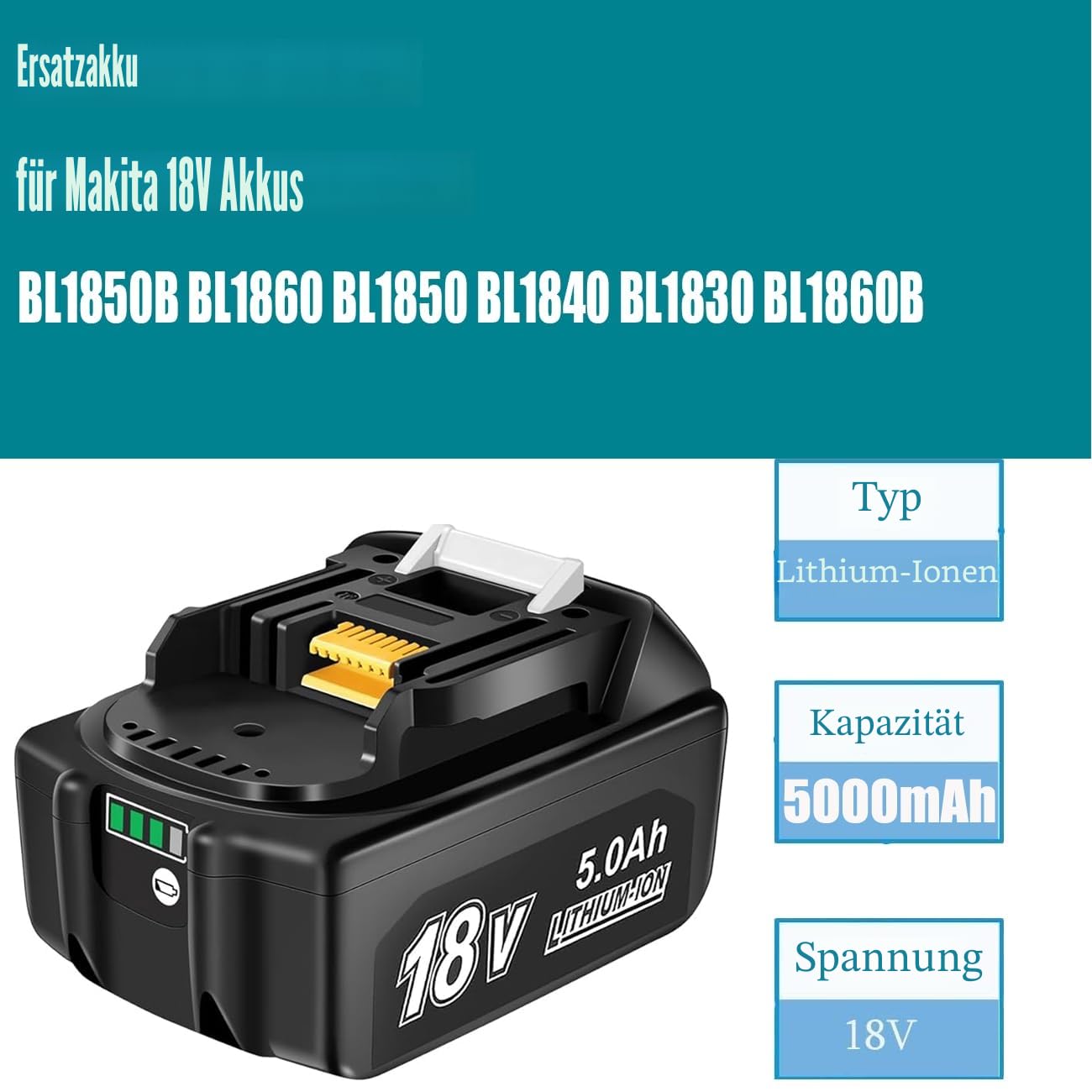 2 Packungen Ersatzakku Makita 18 V 5,0 Ah – Leistung und Zuverlässigkeit für Ihre Werkzeuge