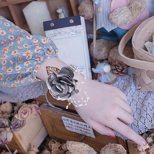 Miniatura 8 de 6 broches para damas de honor, rosas artificiales, ramillete de boda, mano, tela de seda, flores, accesorios de fiesta en casa, decoración