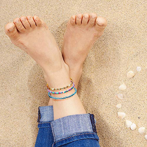 Hicarer 18 Pieces Beaded Anklets Handmade Boho Colorful Beads Ankle Bracelets Adjustable Foot Chain For Women Girls Beach Vacation Jewelry #TOP5