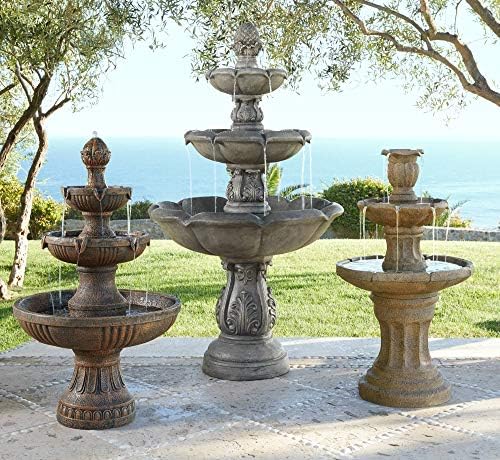 Tuscan Garden 41 1/2" Dark Stone Finish Traditional Tiered Outdoor Fountain - 5