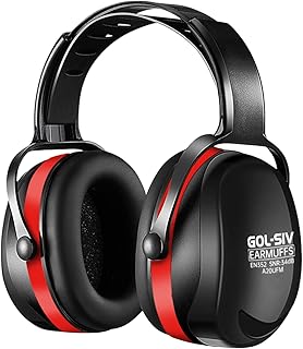 SNR34dB Gun Range Ear Protection,Sound Proof Noise Reduction Earmuffs For Industrial,Shooting,Shooters,Black&Red