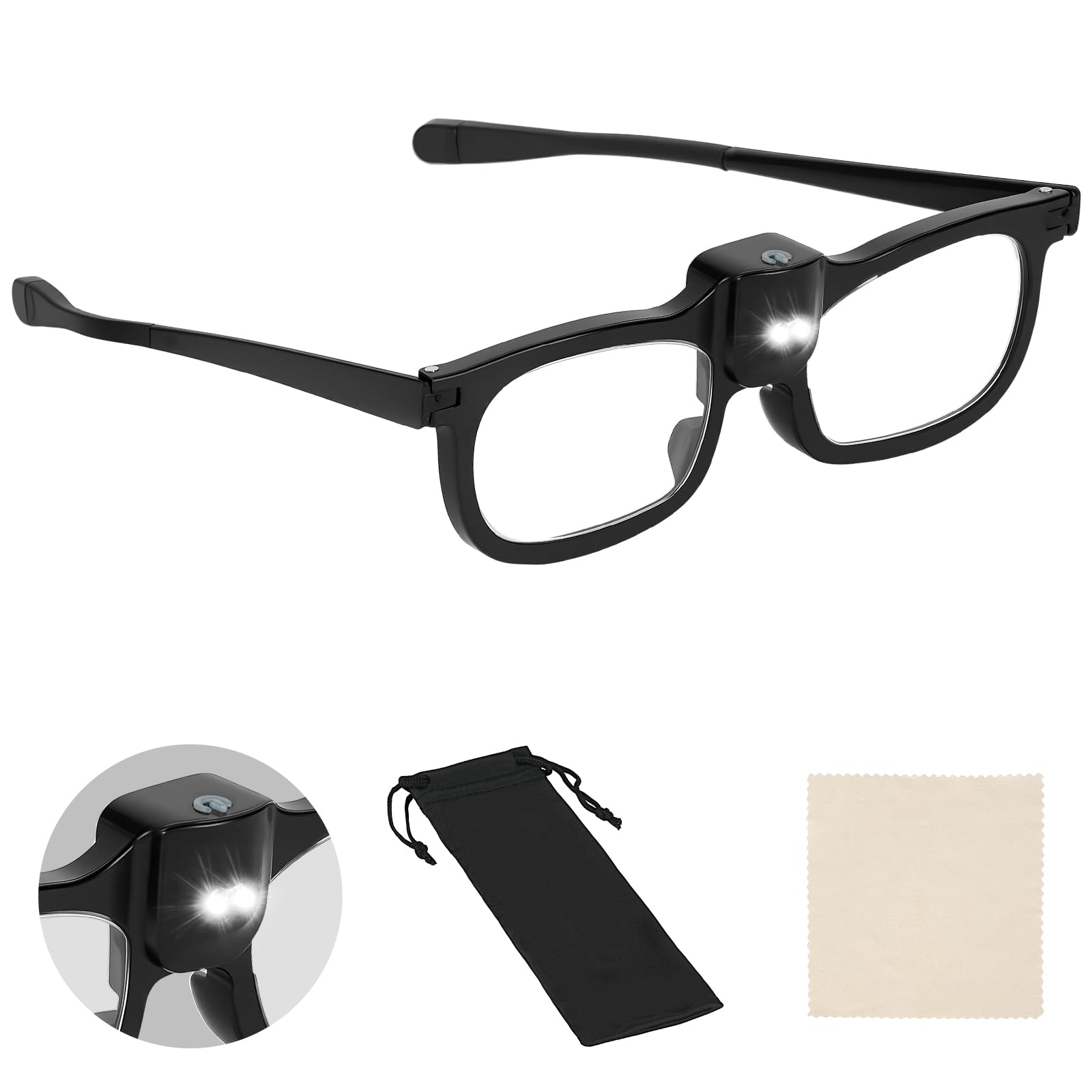Occhiali Con Lente Di Ingrandimento E Luce LED - 2.5x, Mani Libere Per Lettura E Hobby - Foto 2